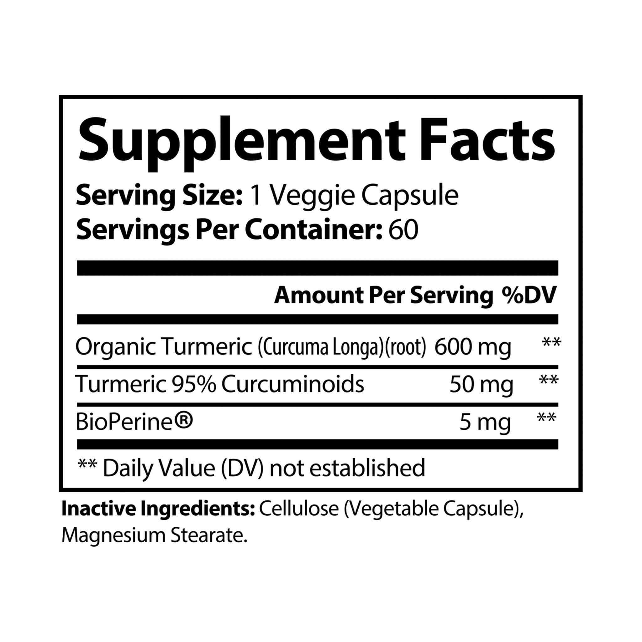 Turmeric with BioPerine® Supplement (60 Capsules)